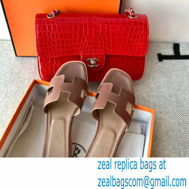 Hermes Oran Flat Sandals in Swift Box Calfskin 85