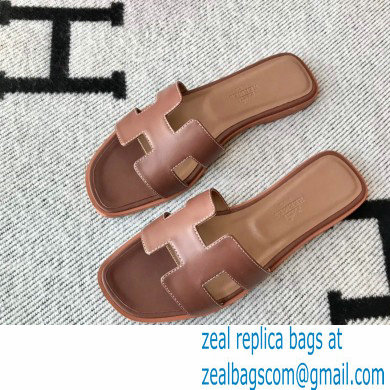 Hermes Oran Flat Sandals in Swift Box Calfskin 85