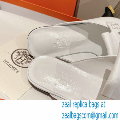 Hermes Perforated H Eloge mules White 2022 - Click Image to Close