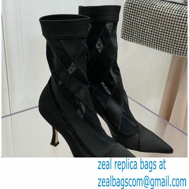 Jimmy Choo Heel 9cm JIMMY CHOO/MUGLER Sheer Spiral Stretch Fabric Sock Ankle Boots 01 2022 - Click Image to Close