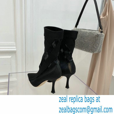 Jimmy Choo Heel 9cm JIMMY CHOO/MUGLER Sheer Spiral Stretch Fabric Sock Ankle Boots 01 2022 - Click Image to Close