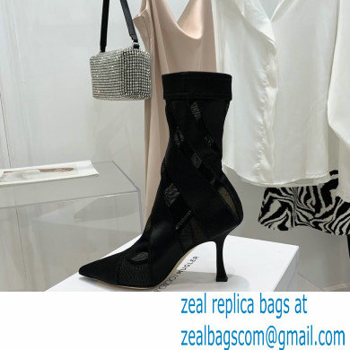 Jimmy Choo Heel 9cm JIMMY CHOO/MUGLER Sheer Spiral Stretch Fabric Sock Ankle Boots 01 2022