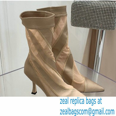 Jimmy Choo Heel 9cm JIMMY CHOO/MUGLER Sheer Spiral Stretch Fabric Sock Ankle Boots 02 2022