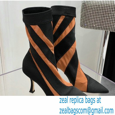 Jimmy Choo Heel 9cm JIMMY CHOO/MUGLER Sheer Spiral Stretch Fabric Sock Ankle Boots 05 2022