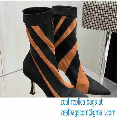 Jimmy Choo Heel 9cm JIMMY CHOO/MUGLER Sheer Spiral Stretch Fabric Sock Ankle Boots 05 2022 - Click Image to Close