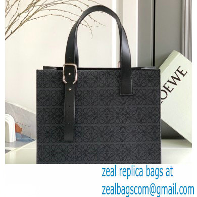 Loewe Buckle Tote Bag in Anagram jacquard and calfskin Black 2022