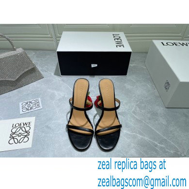 Loewe Heel 6cm Rose Sandals Black 2022 - Click Image to Close