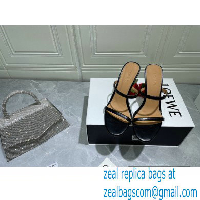 Loewe Heel 6cm Rose Sandals Black 2022 - Click Image to Close