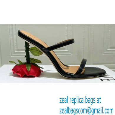 Loewe Heel 6cm Rose Sandals Black 2022 - Click Image to Close