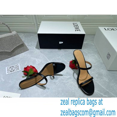 Loewe Heel 6cm Rose Sandals Black 2022 - Click Image to Close