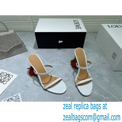 Loewe Heel 6cm Rose Sandals White 2022 - Click Image to Close