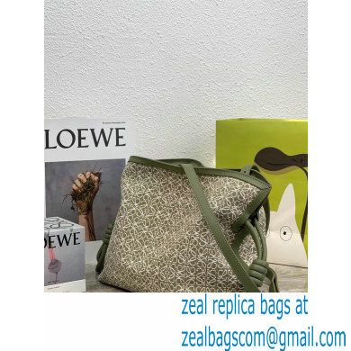 Loewe Medium Flamenco Clutch Bag in Anagram jacquard and calfskin Green 2022