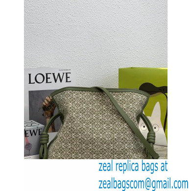 Loewe Medium Flamenco Clutch Bag in Anagram jacquard and calfskin Green 2022 - Click Image to Close