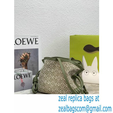 Loewe Mini Flamenco Clutch Bag in Anagram jacquard and calfskin Green 2022 - Click Image to Close