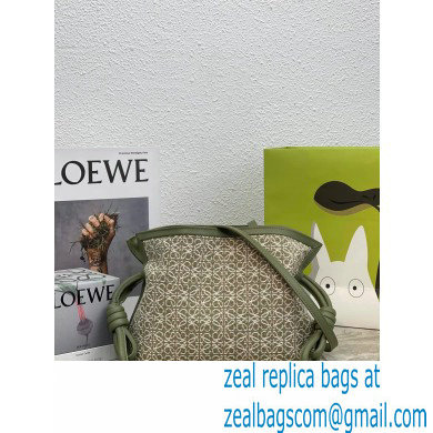 Loewe Mini Flamenco Clutch Bag in Anagram jacquard and calfskin Green 2022