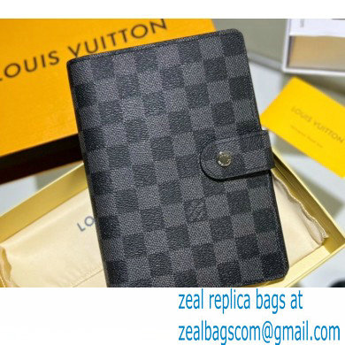 Louis Vuitton Medium Ring Agenda Cover Damier Graphite Canvas R20242