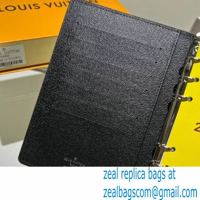 Louis Vuitton Medium Ring Agenda Cover Taiga Leather Black R20222 - Click Image to Close