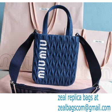 Miu Miu Matelasse denim handbag 5BA220 Blue