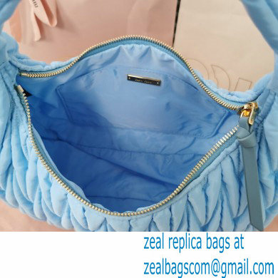 Miu Miu Wander matelasse regenerated nylon hobo bag 5BC108 Blue