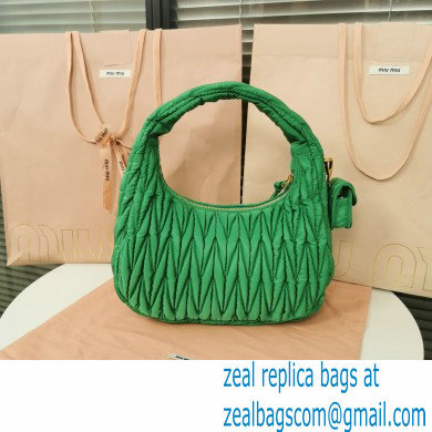 Miu Miu Wander matelasse regenerated nylon hobo bag 5BC108 Green - Click Image to Close