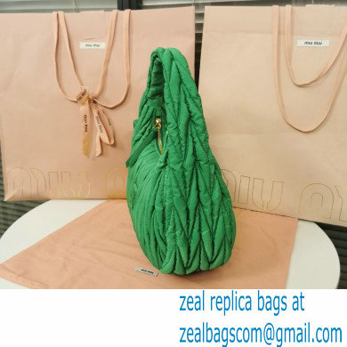 Miu Miu Wander matelasse regenerated nylon hobo bag 5BC108 Green - Click Image to Close