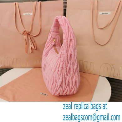 Miu Miu Wander matelasse regenerated nylon hobo bag 5BC108 Pink - Click Image to Close