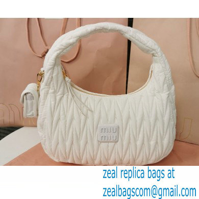 Miu Miu Wander matelasse regenerated nylon hobo bag 5BC108 White - Click Image to Close