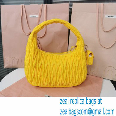 Miu Miu Wander matelasse regenerated nylon hobo bag 5BC108 Yellow - Click Image to Close