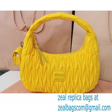 Miu Miu Wander matelasse regenerated nylon hobo bag 5BC108 Yellow - Click Image to Close