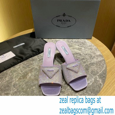 Prada Heel 6cm Satin Slides Sandals with Crystals 01 2022