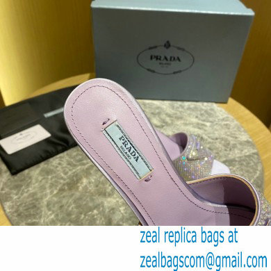 Prada Heel 6cm Satin Slides Sandals with Crystals 01 2022 - Click Image to Close