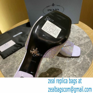 Prada Heel 6cm Satin Slides Sandals with Crystals 01 2022