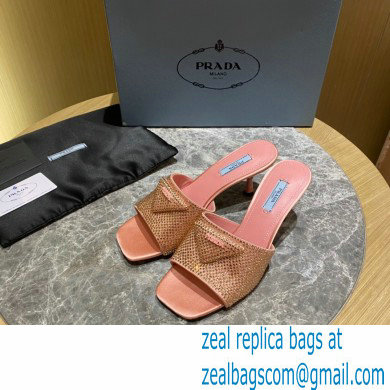 Prada Heel 6cm Satin Slides Sandals with Crystals 02 2022