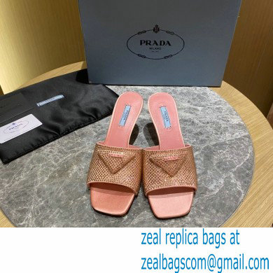 Prada Heel 6cm Satin Slides Sandals with Crystals 02 2022