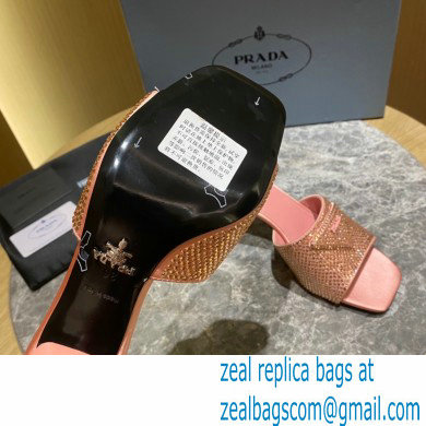 Prada Heel 6cm Satin Slides Sandals with Crystals 02 2022 - Click Image to Close