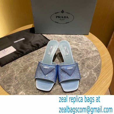 Prada Heel 6cm Satin Slides Sandals with Crystals 03 2022