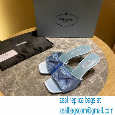 Prada Heel 6cm Satin Slides Sandals with Crystals 03 2022