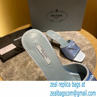 Prada Heel 6cm Satin Slides Sandals with Crystals 03 2022