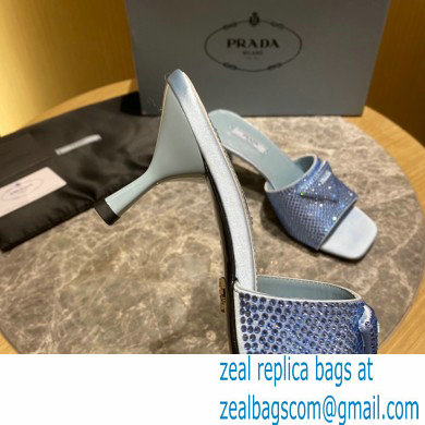 Prada Heel 6cm Satin Slides Sandals with Crystals 03 2022