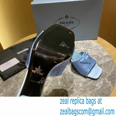 Prada Heel 6cm Satin Slides Sandals with Crystals 03 2022