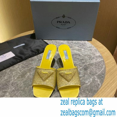 Prada Heel 6cm Satin Slides Sandals with Crystals 04 2022 - Click Image to Close