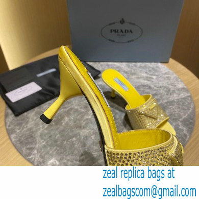 Prada Heel 6cm Satin Slides Sandals with Crystals 04 2022 - Click Image to Close