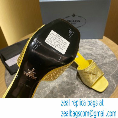 Prada Heel 6cm Satin Slides Sandals with Crystals 04 2022