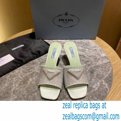 Prada Heel 6cm Satin Slides Sandals with Crystals 05 2022