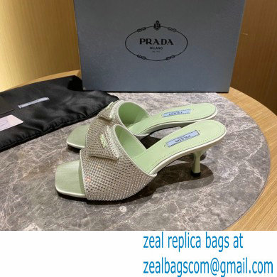 Prada Heel 6cm Satin Slides Sandals with Crystals 05 2022 - Click Image to Close