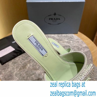 Prada Heel 6cm Satin Slides Sandals with Crystals 05 2022 - Click Image to Close