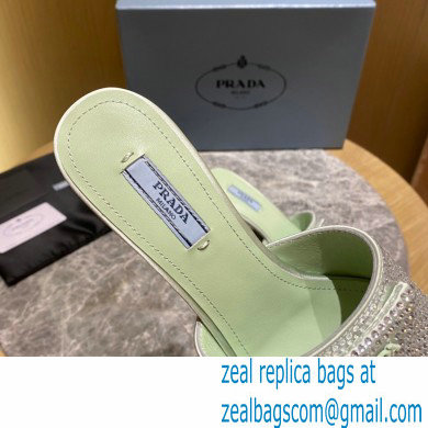 Prada Heel 6cm Satin Slides Sandals with Crystals 05 2022