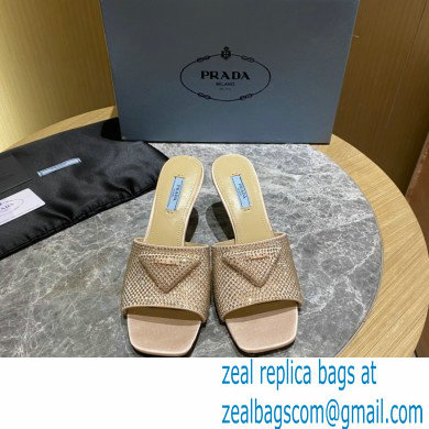 Prada Heel 6cm Satin Slides Sandals with Crystals 06 2022