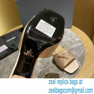 Prada Heel 6cm Satin Slides Sandals with Crystals 06 2022