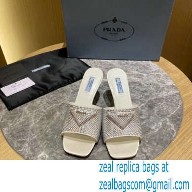 Prada Heel 6cm Satin Slides Sandals with Crystals 07 2022 - Click Image to Close